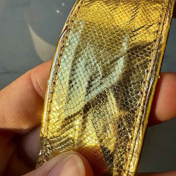 Vintage Emmanuel Genuine Reptile Metallic Gold Belt with Western Buckle - Picture 16 of 16